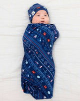 Sail Away Fair Isle Bamboo Swaddle & Beanie Set