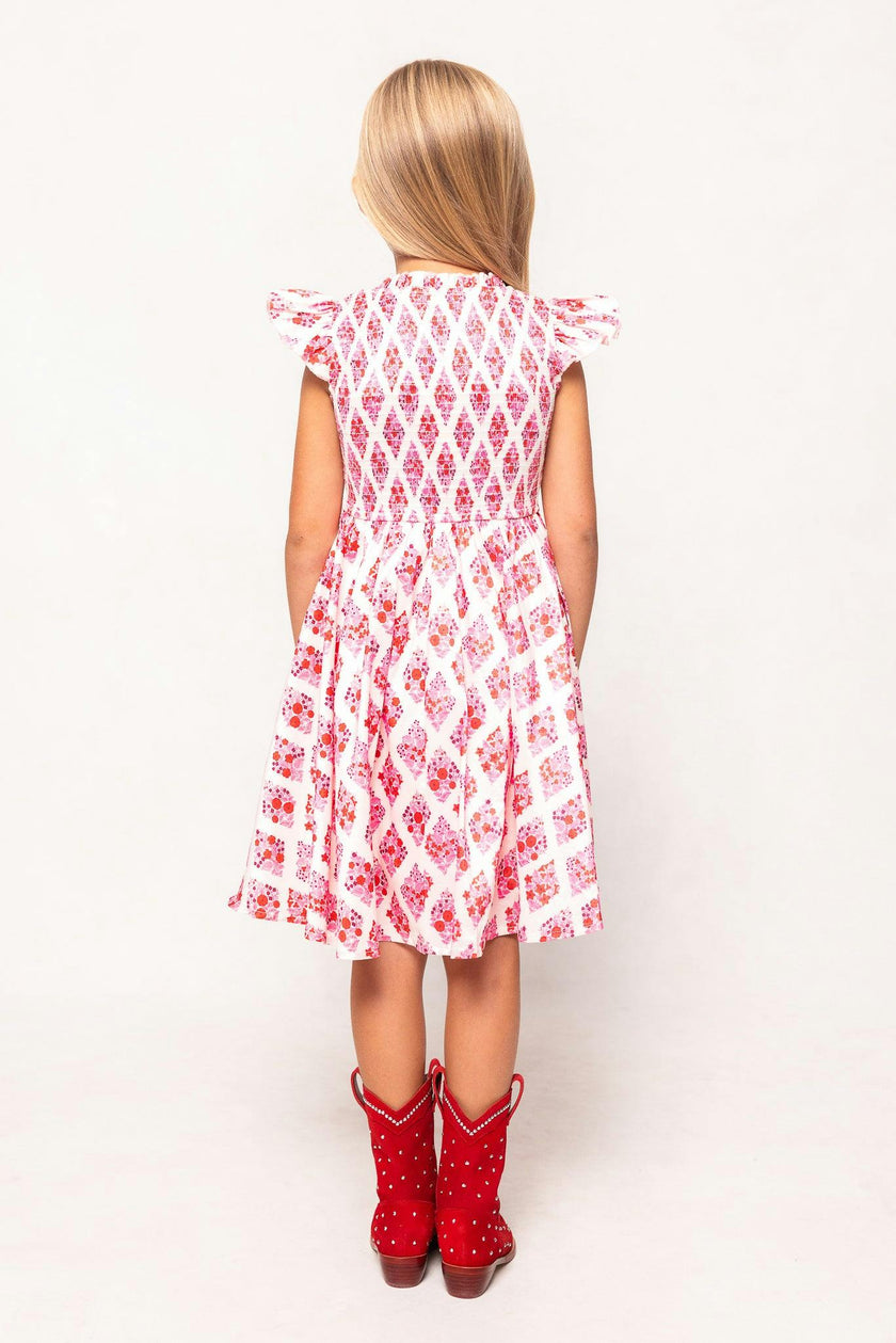 Mini Kylie Dress in Rouge Lattice Floral