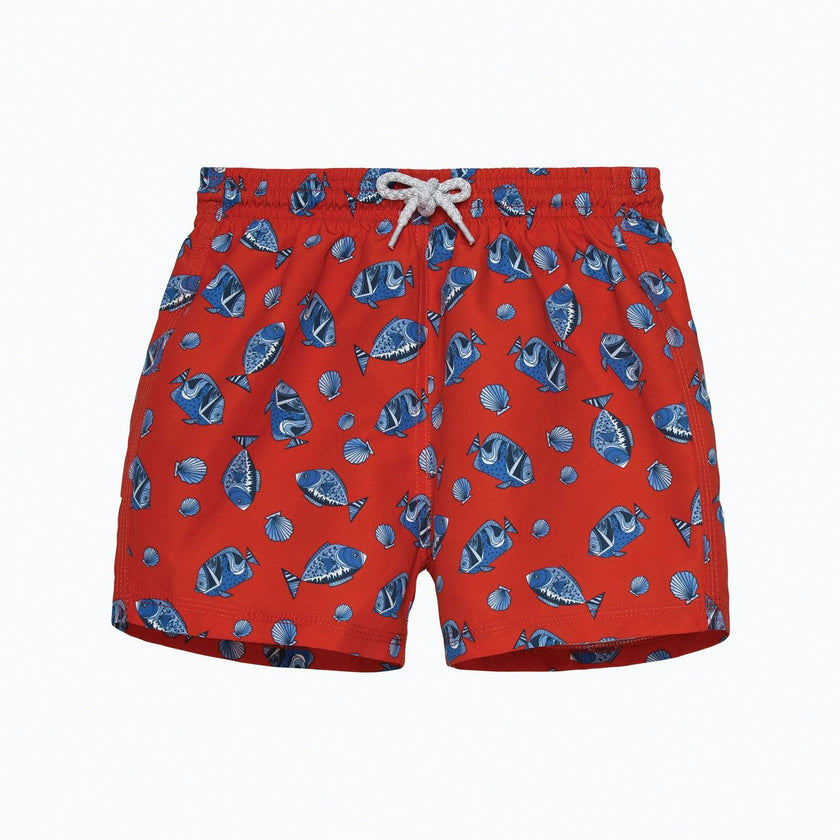 Boys Swimshorts in Red Fish