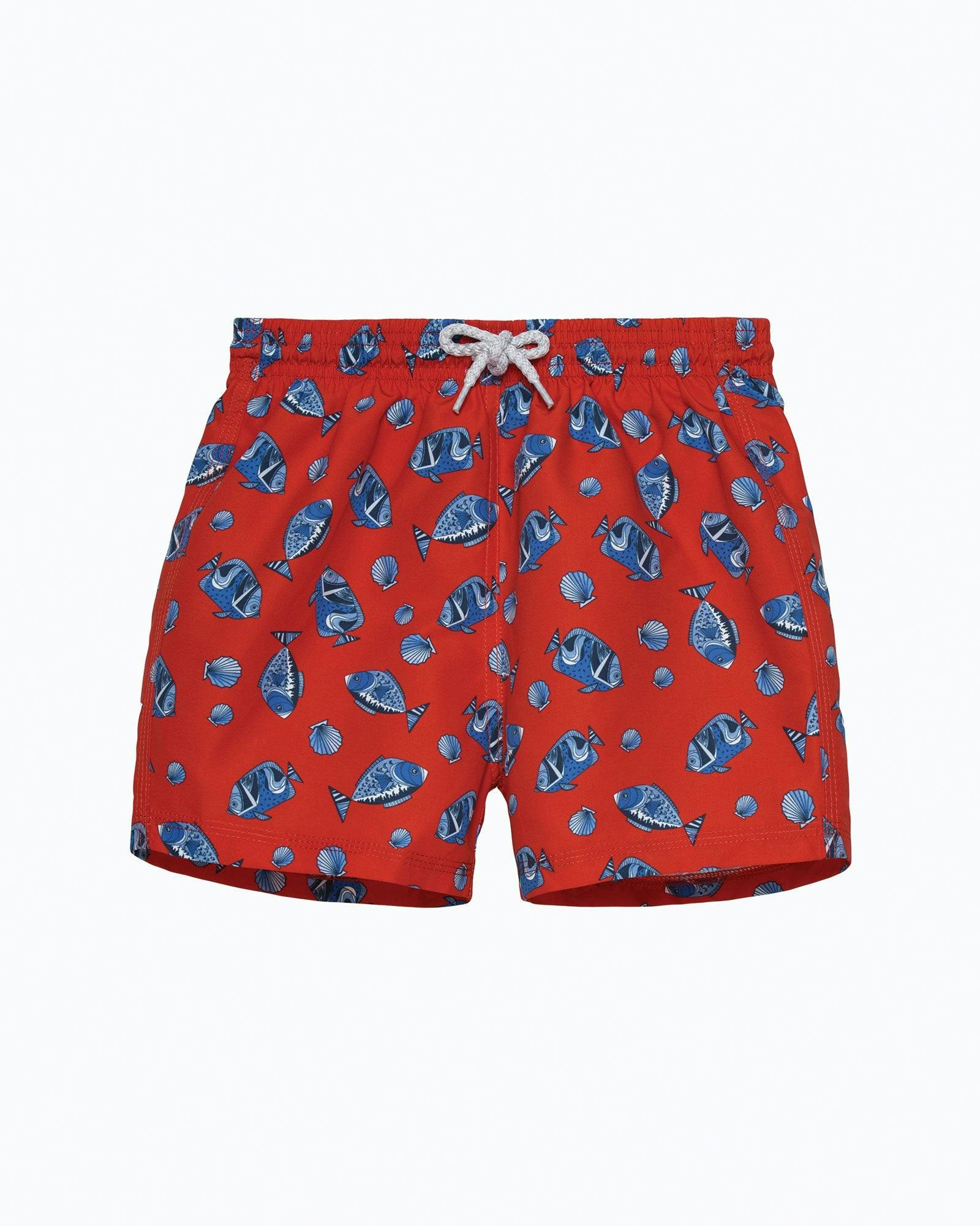 Boys Swimshorts in Red Fish