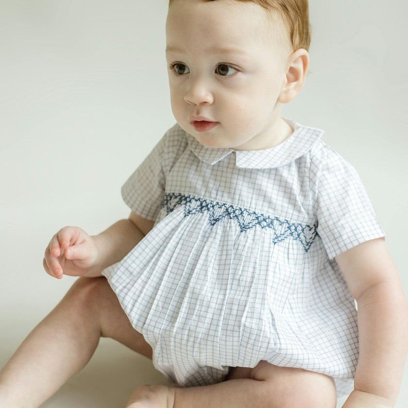 Oliver Gingham Smocked Bubble Romper