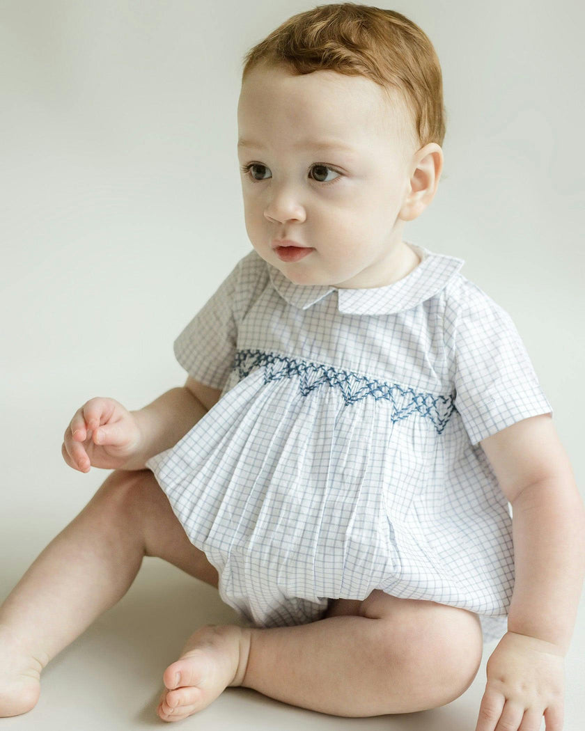 Oliver Gingham Smocked Bubble Romper