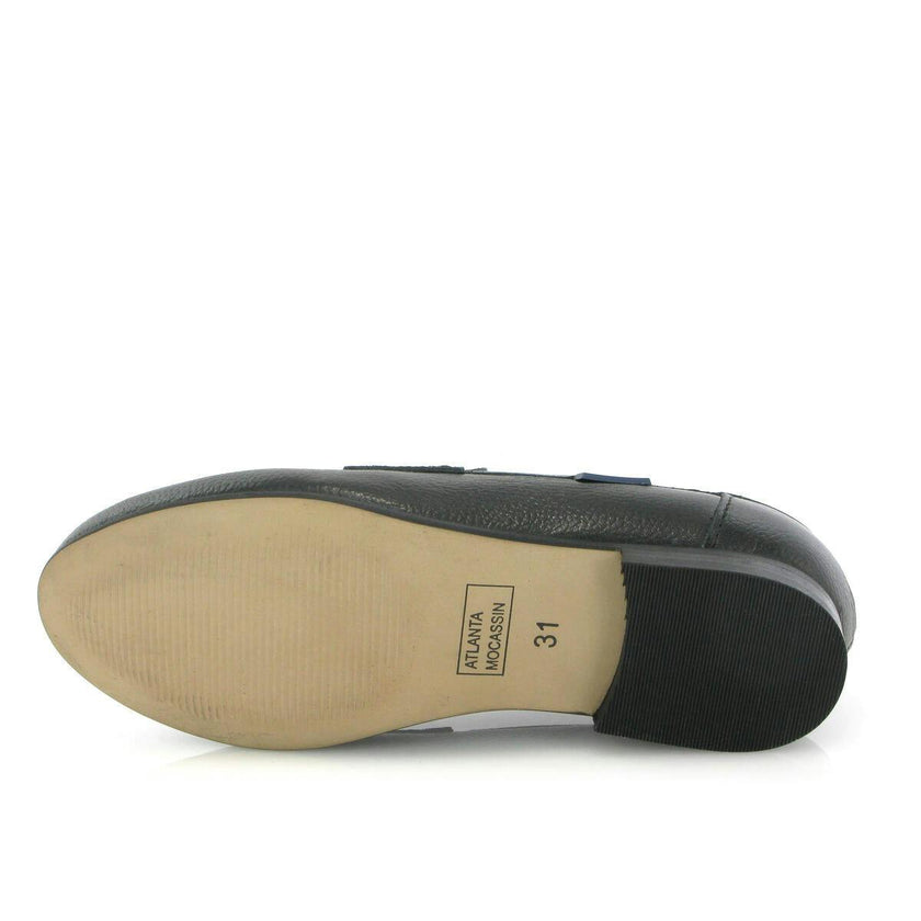 Grainy Leather Teresa Classic Loafers, Black