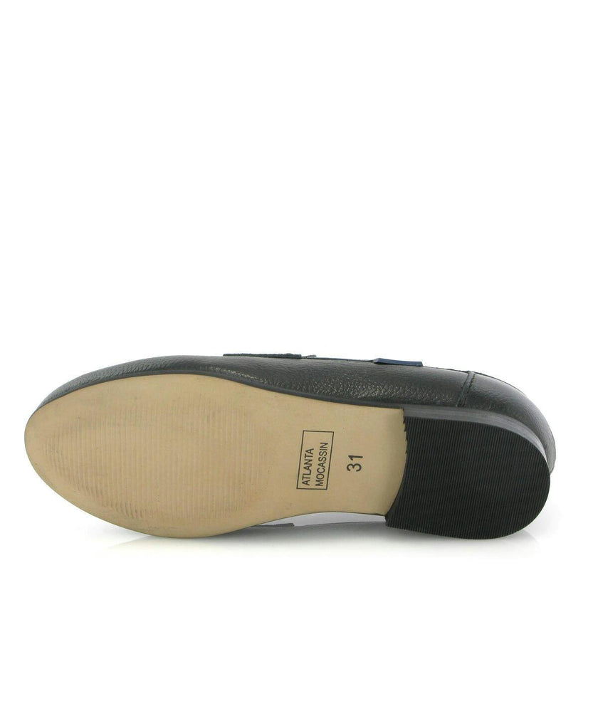 Grainy Leather Teresa Classic Loafers, Black