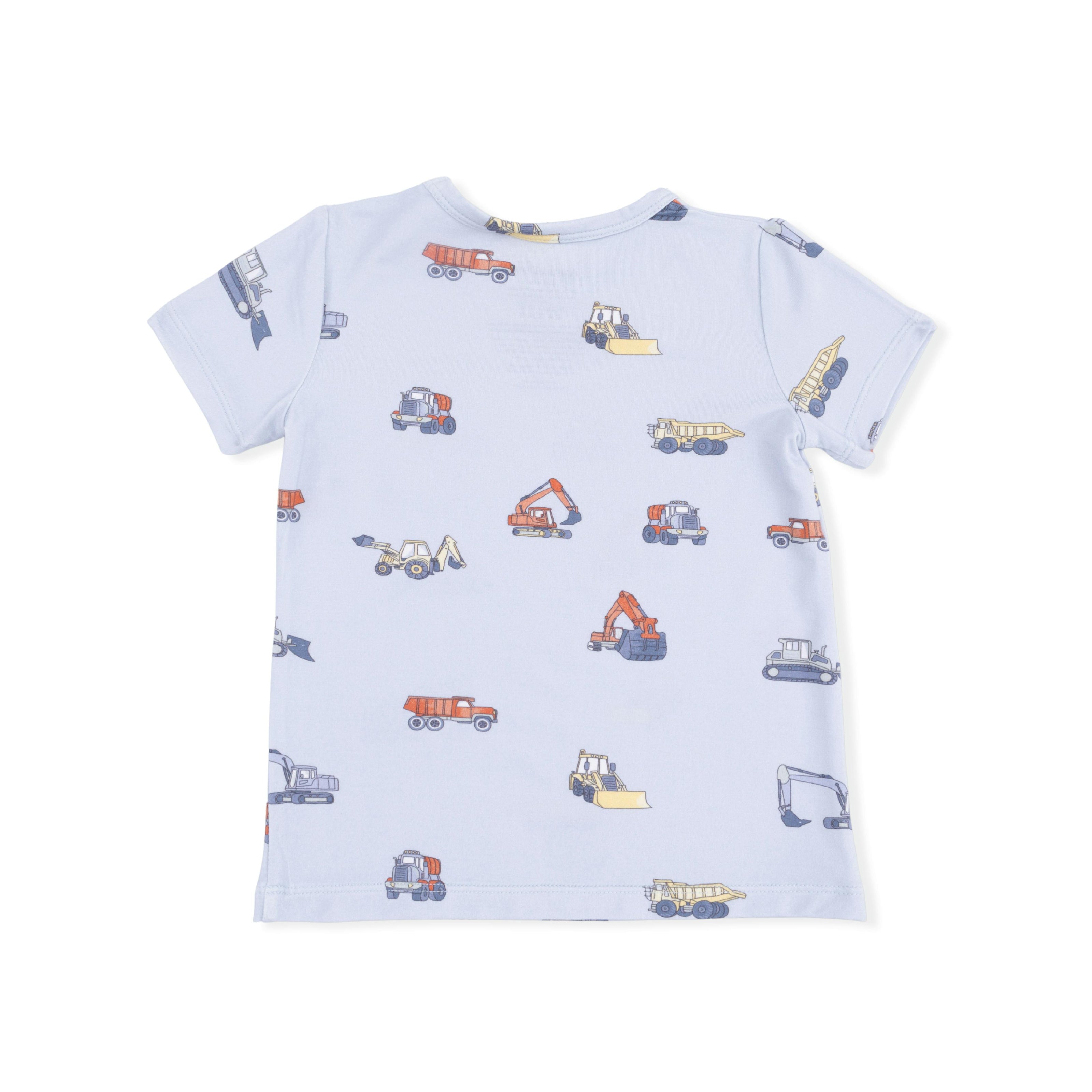 Construction Vehicles - Crew Neck Tee with Casual Short