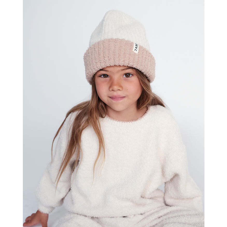 Baby Fuzzy Boxy Contrast Trim Sweater