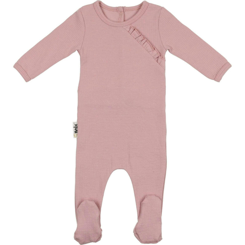 Quilted Waffle Girls Long Sleeve Footie