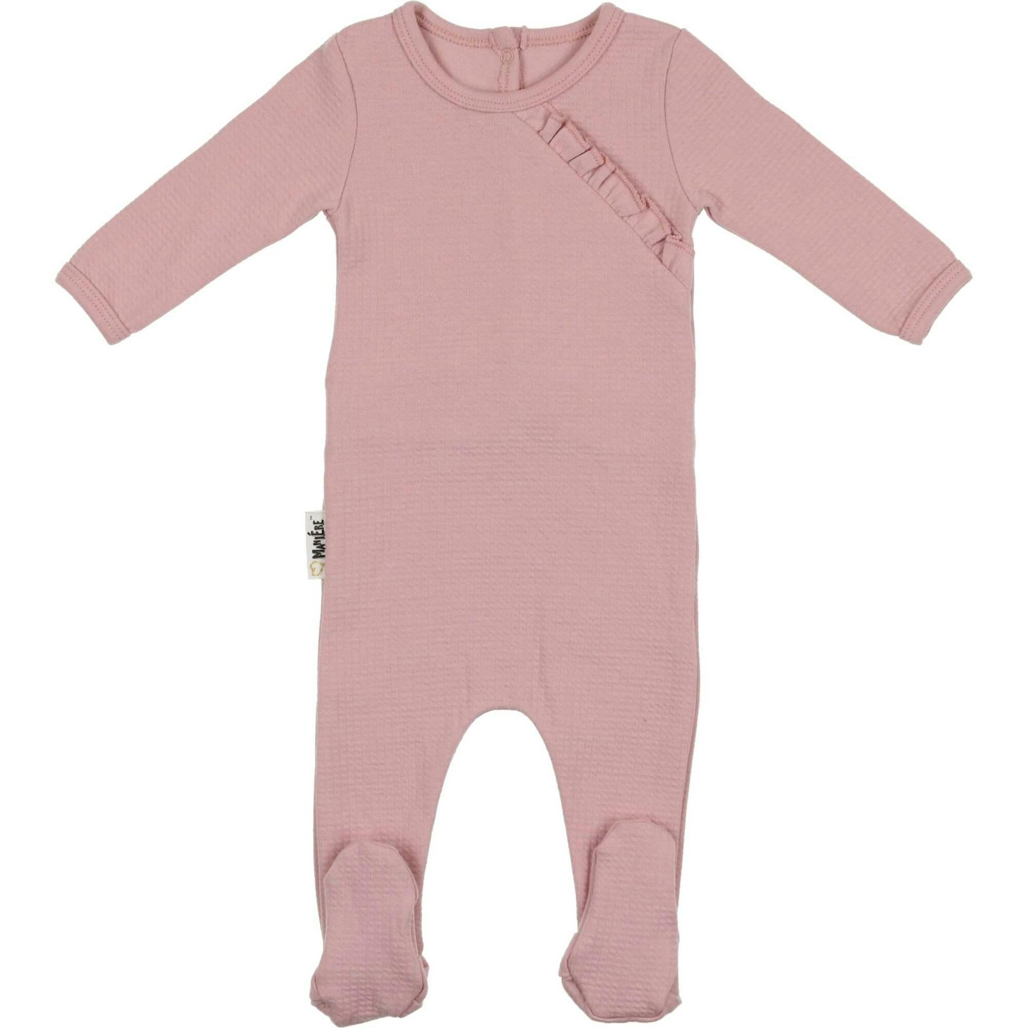 Quilted Waffle Girls Long Sleeve Footie