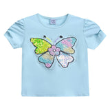 Blue Butterfly Applique T-Shirt