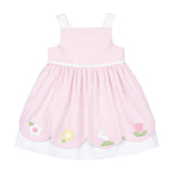 Seersucker Check Dress W/Flowers & DUPLICATE