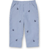 Stripe Fake Fly Pants With Anchors