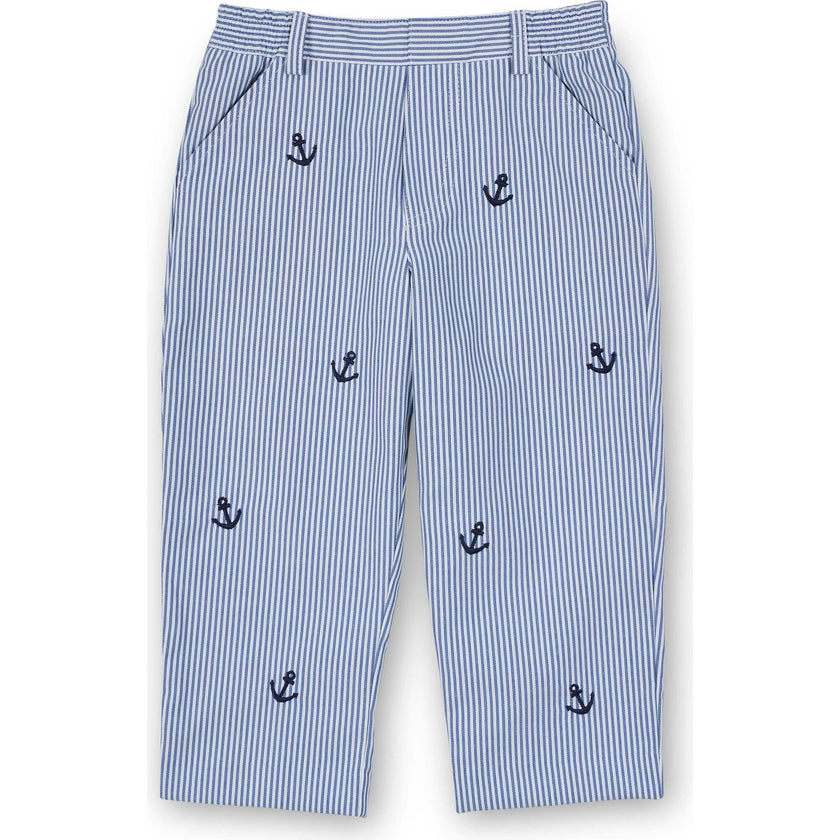 Stripe Fake Fly Pants With Anchors