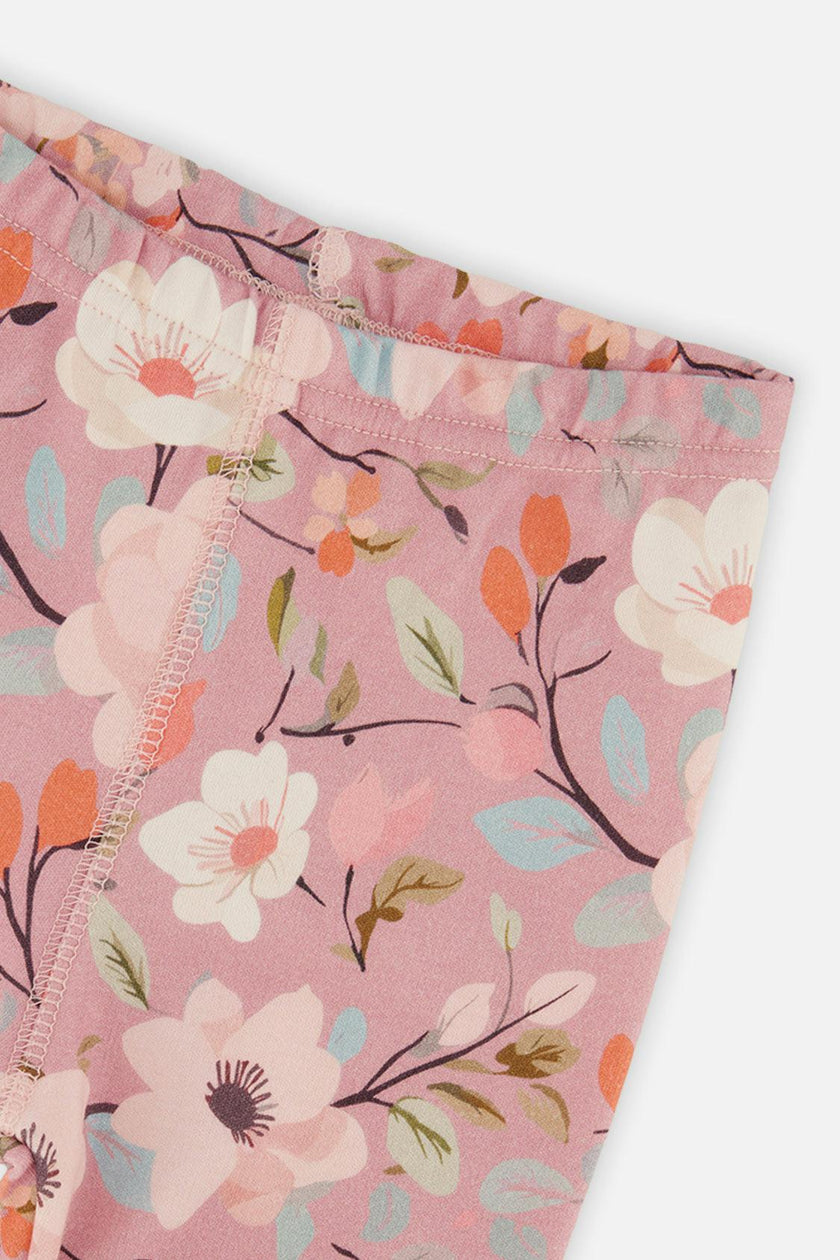 Organic Cotton Two Piece Pajama Set Pink Floral Print