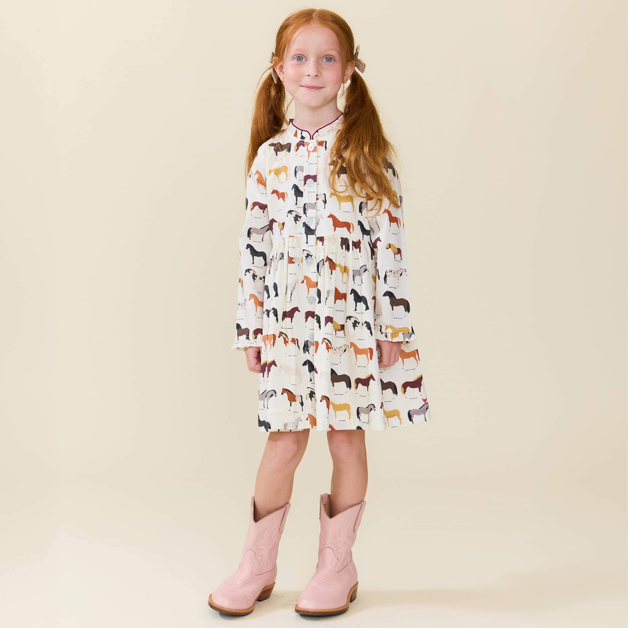 Girls Autumn Dress - Horse Breeds