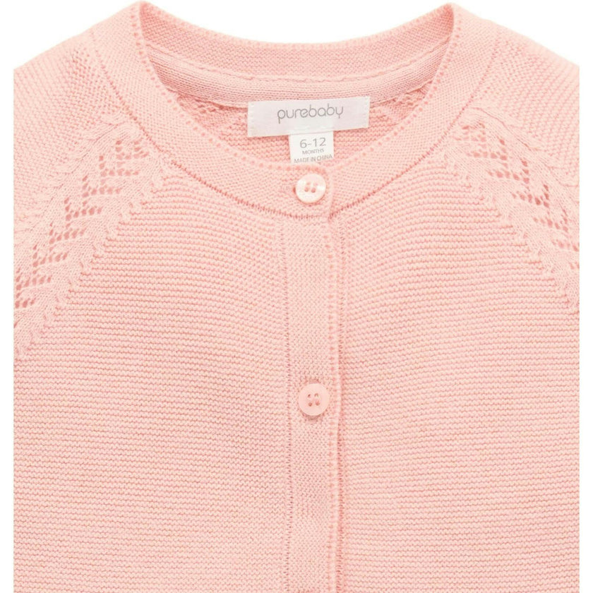 Scalloped Cardigan Guava Melange