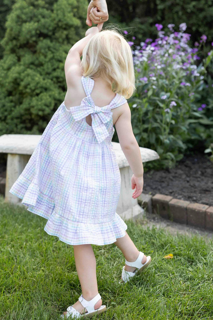 Plaid Seersucker Dress With Flowers