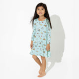 Valentines Pups Bamboo Girls' Long Sleeve Dress