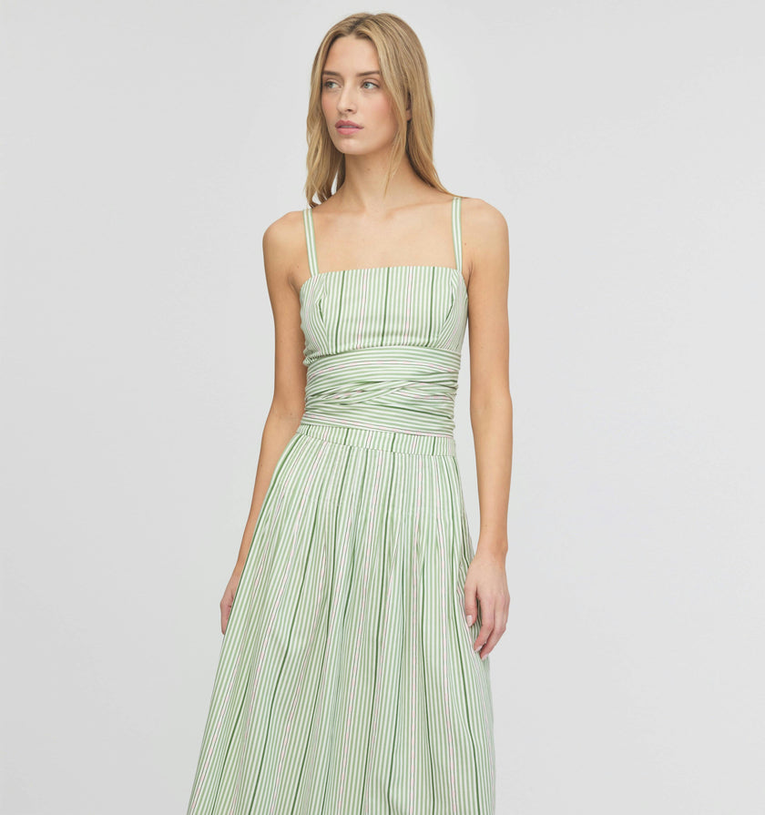 The Miranda Top - Green Jacquard Stripe