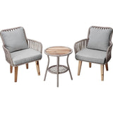 Indoor/Outdoor 3 Piece Wicker Bistro Table And Chairs Patio Seating Set