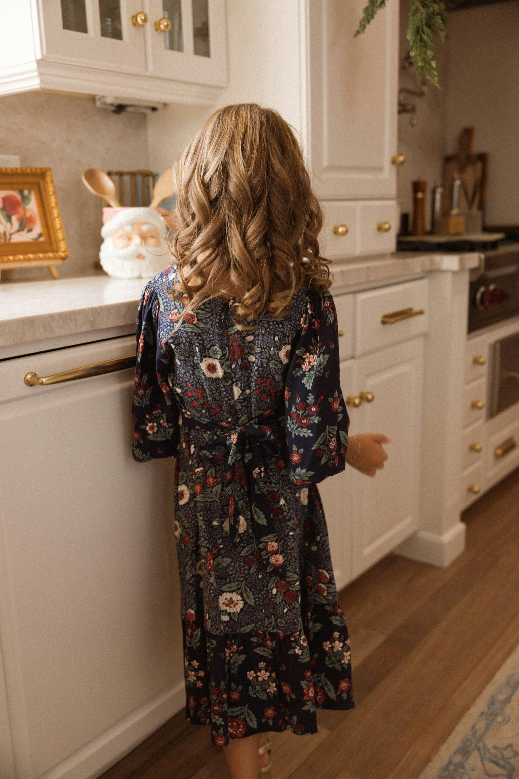 Mini Soleil Dress in Navy Etched Bloom