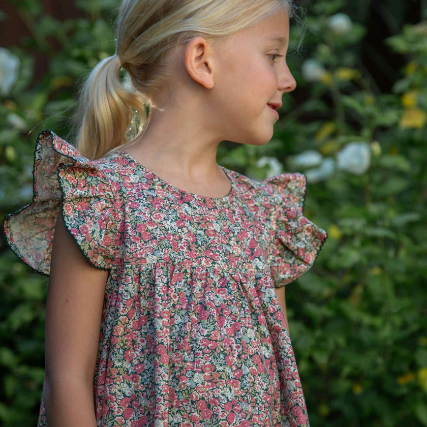 Girls Hannah Dress with Flutter Sleeves | Rosewood