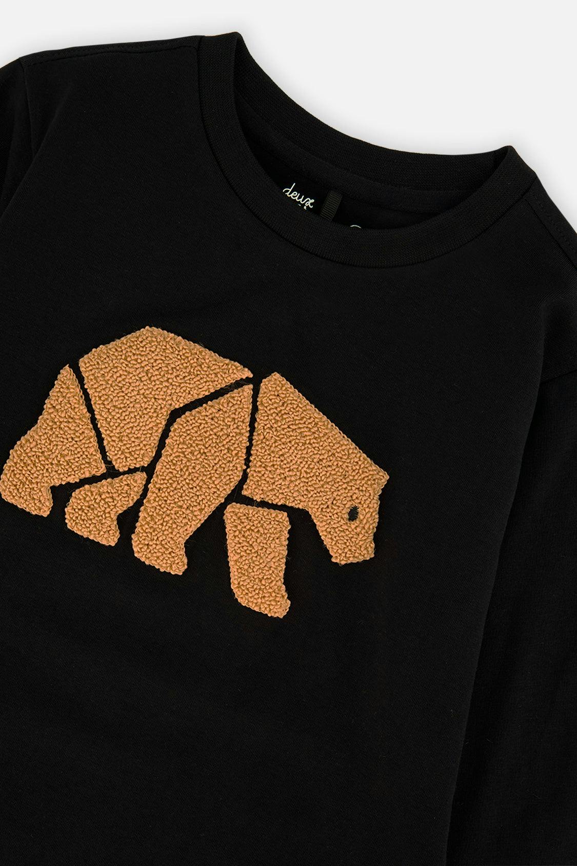 Organic Cotton Jersey T-Shirt Black and Beige