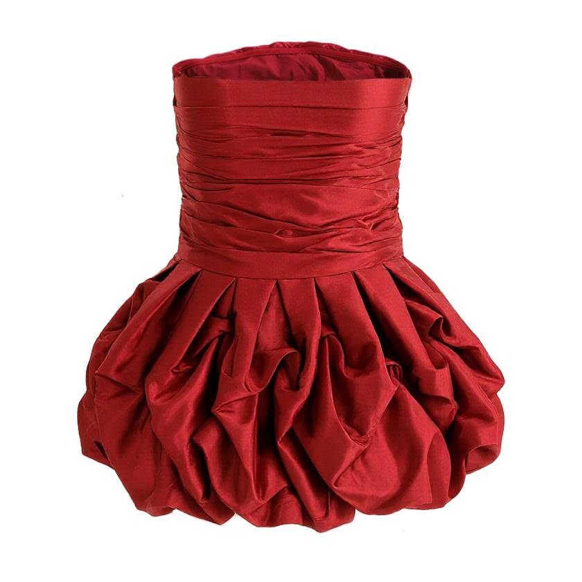 Burgundy Belblossom Strapless Satin Dress