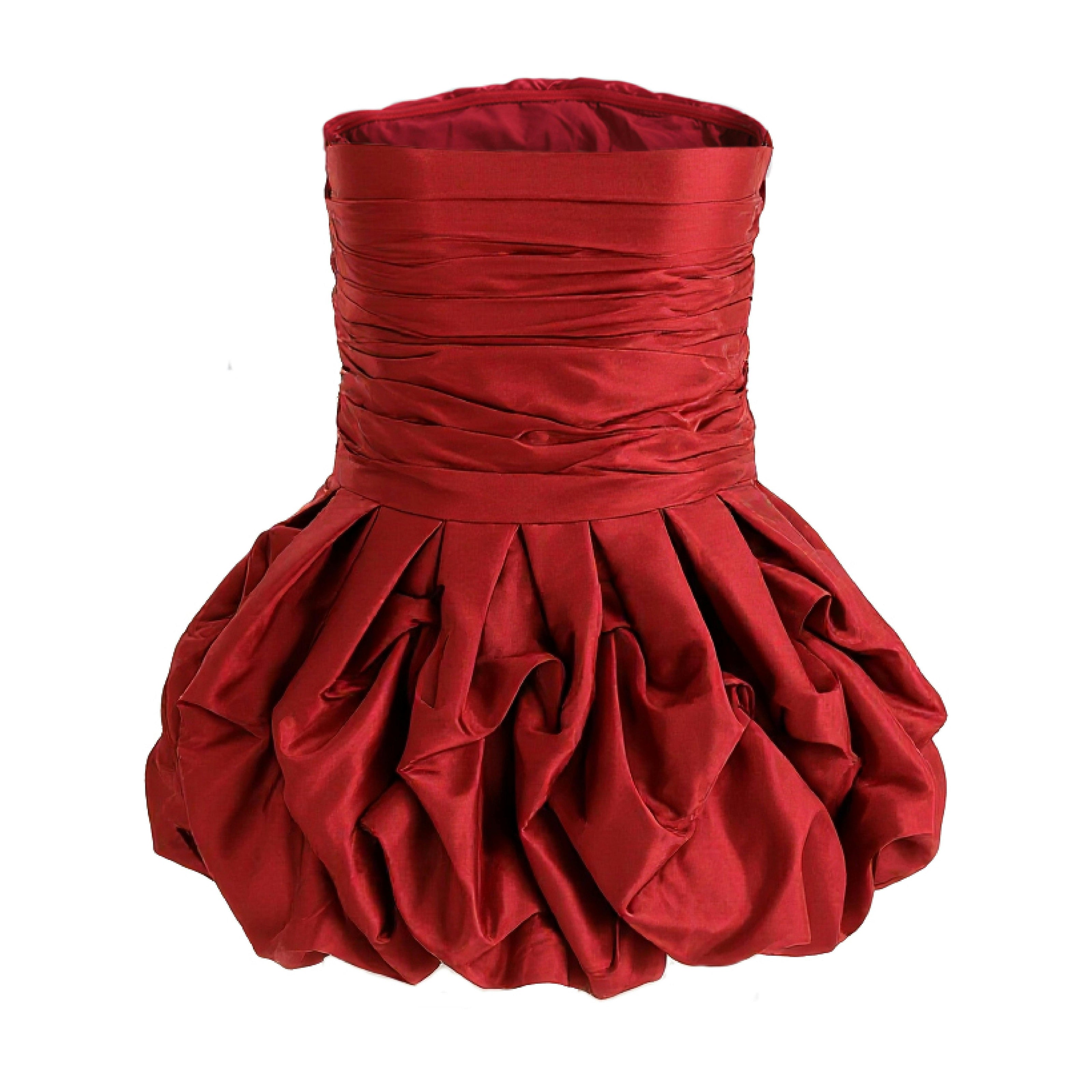 Burgundy Belblossom Strapless Satin Dress