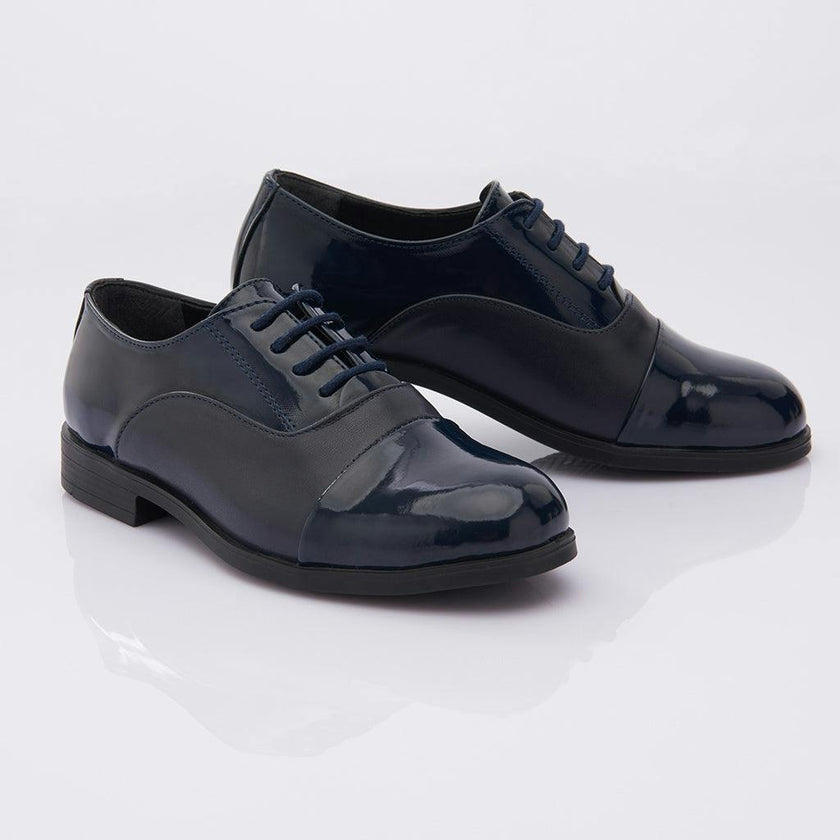 Navy Patent Oxford Shoes