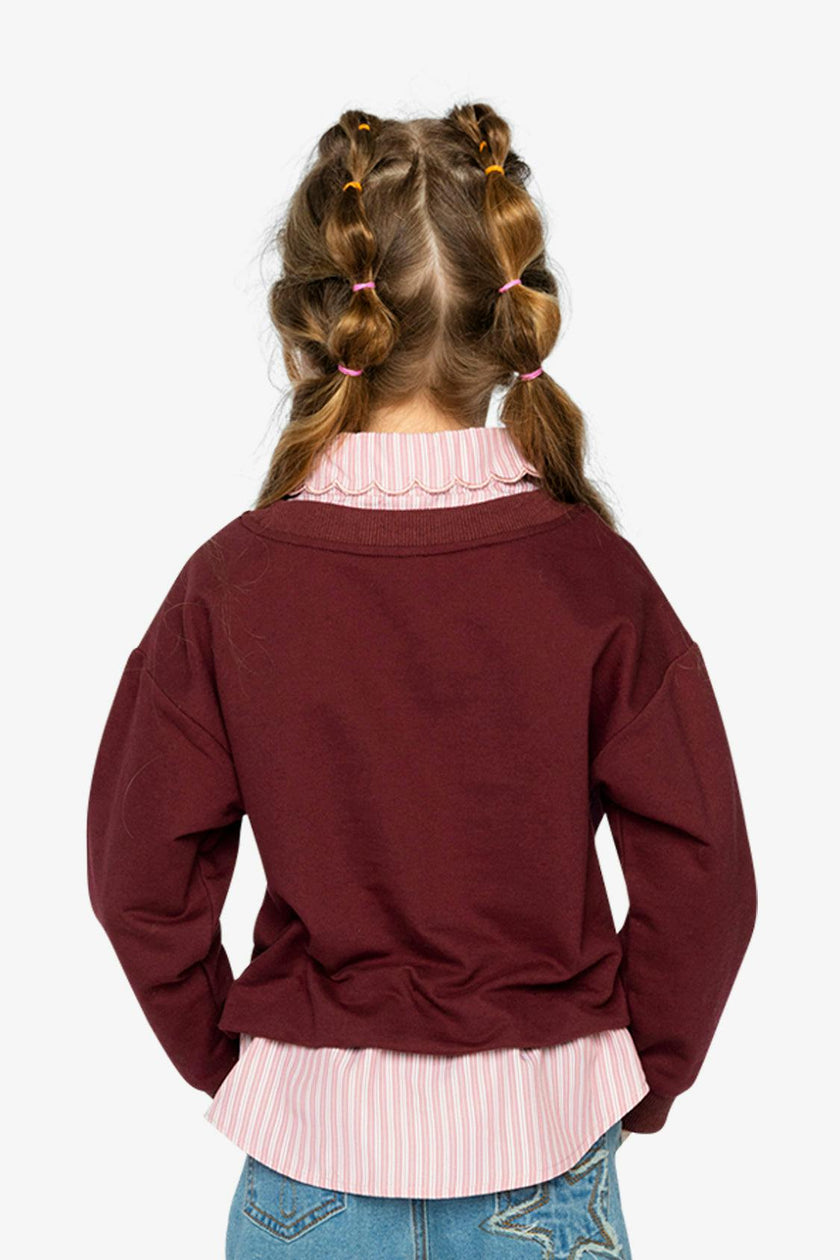 Fake Two Layer Sweater Reddish-Brown