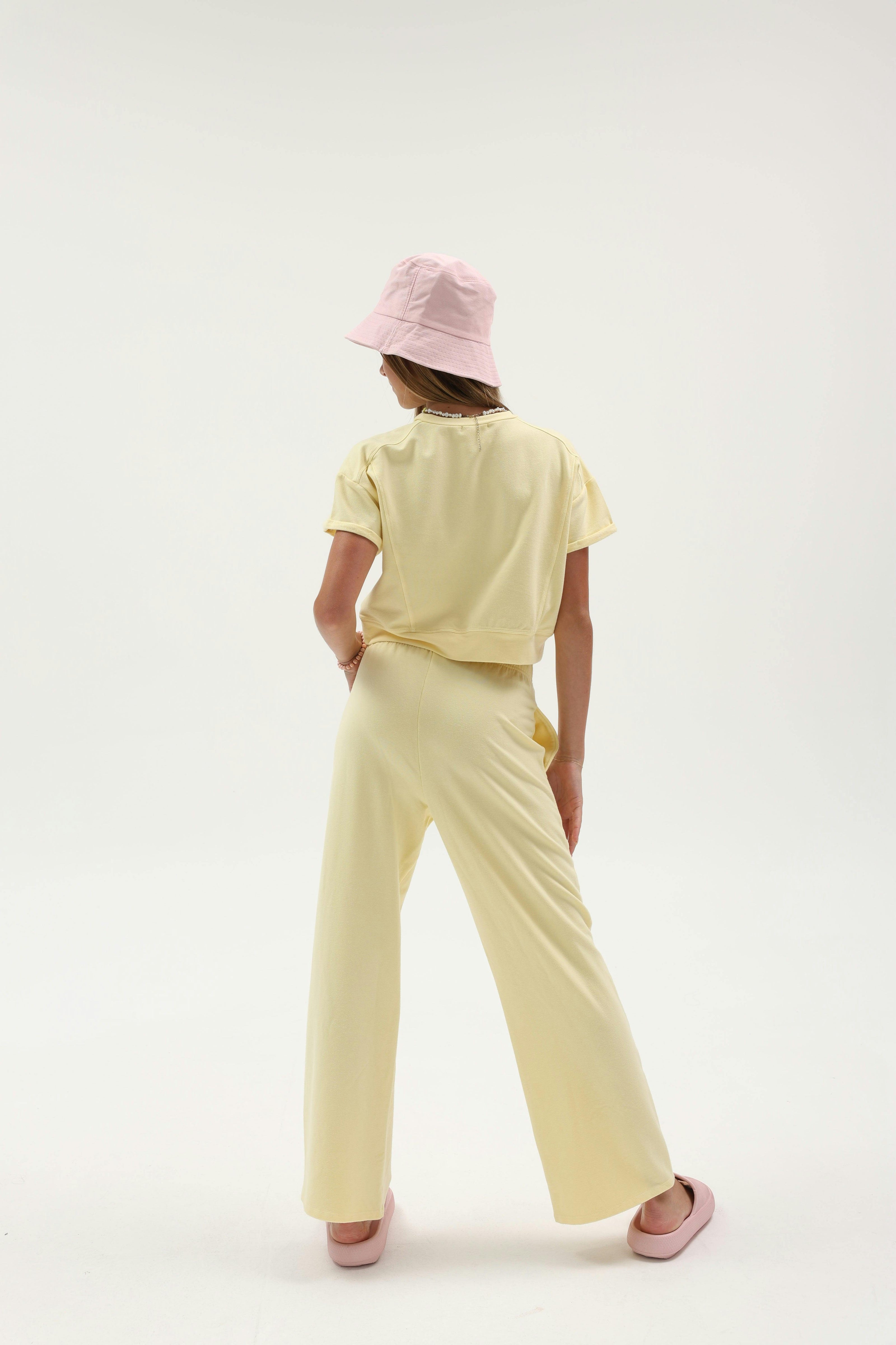 French Terry Roll-Up Slv Waistband Tee