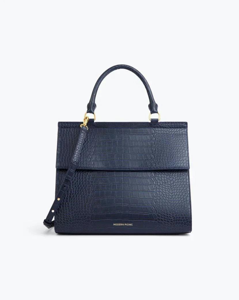 Large, Insulated, Chic Lunchbox, Navy Croc