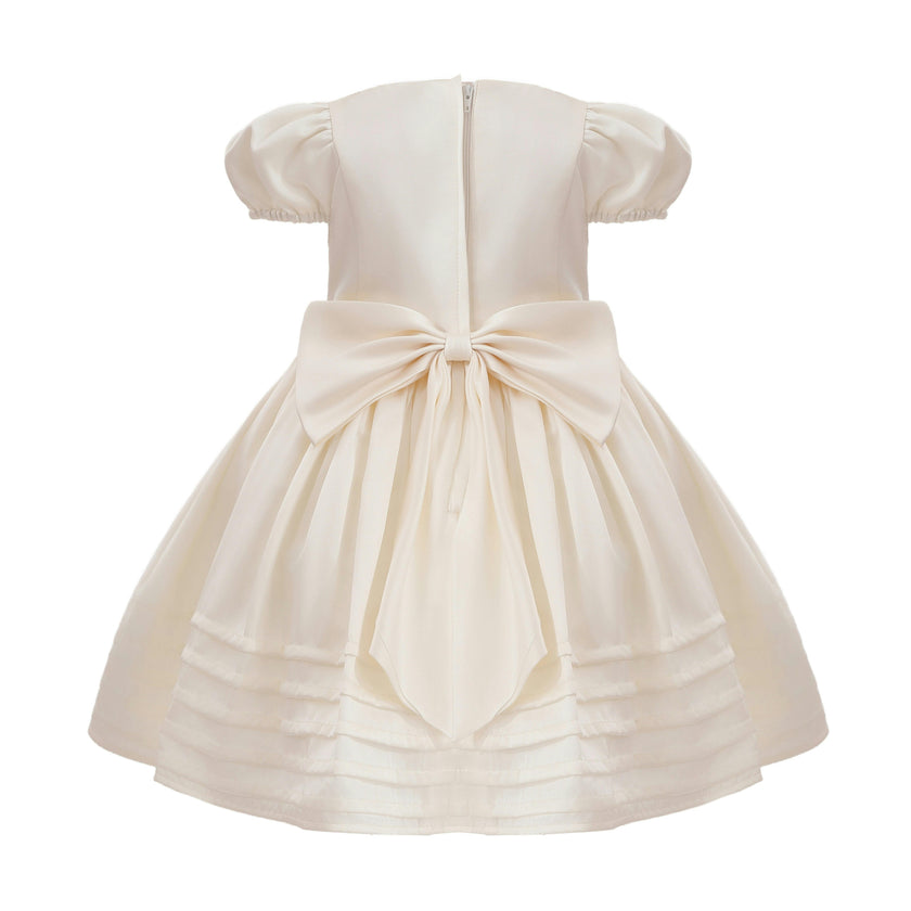 Ivory Vistaine Floral-Embroidered Pleated Dress
