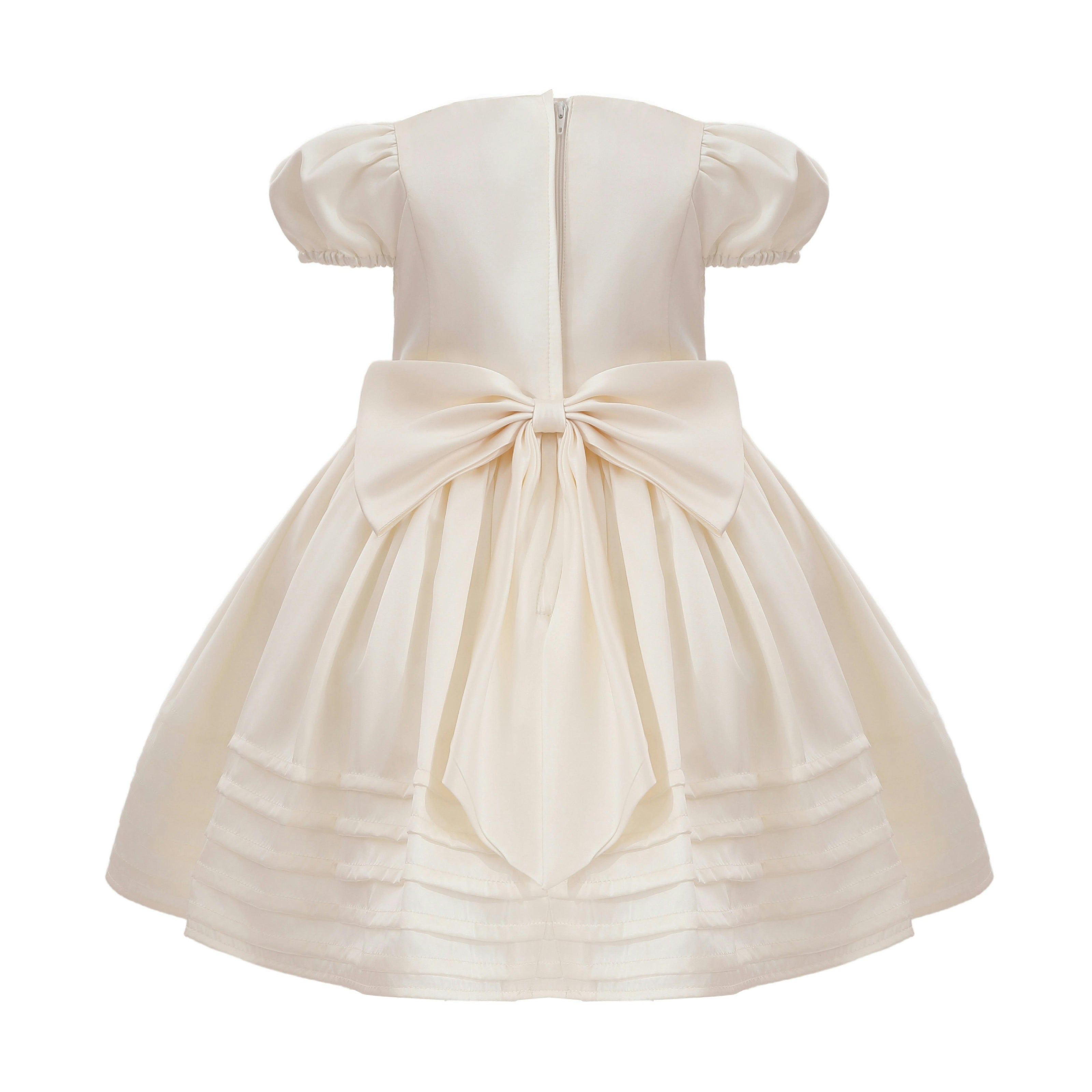 Ivory Vistaine Floral-Embroidered Pleated Dress