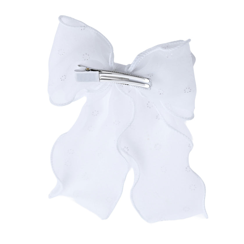 White Sheer Bow Hair Clip