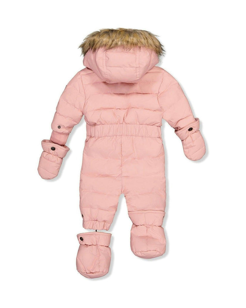 Baby Original One Piece Puffy Snowsuit With Removable Mittens And Boots Pale Dusty Pink
