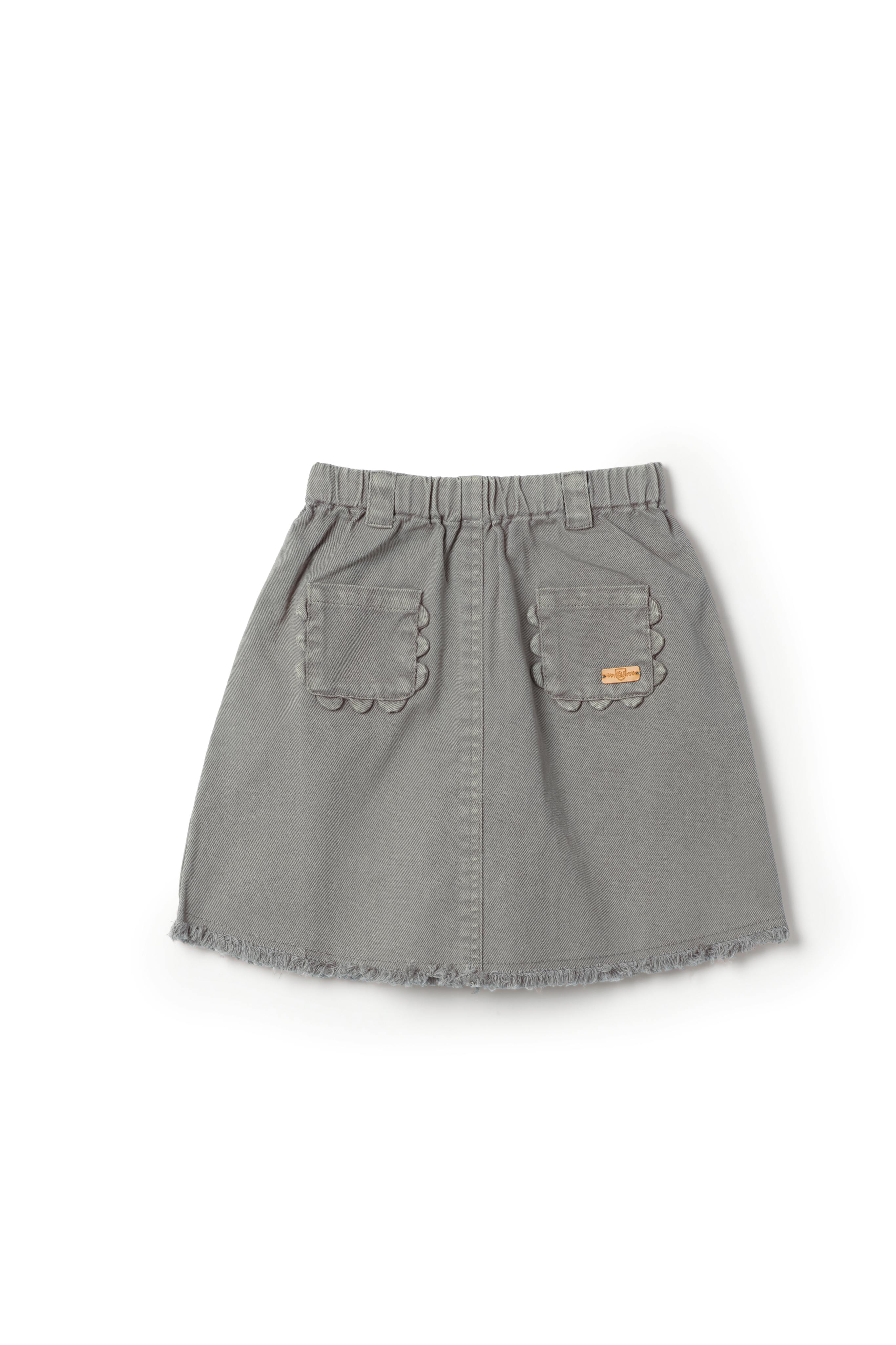 Denim Scalloped Pockets Skirt