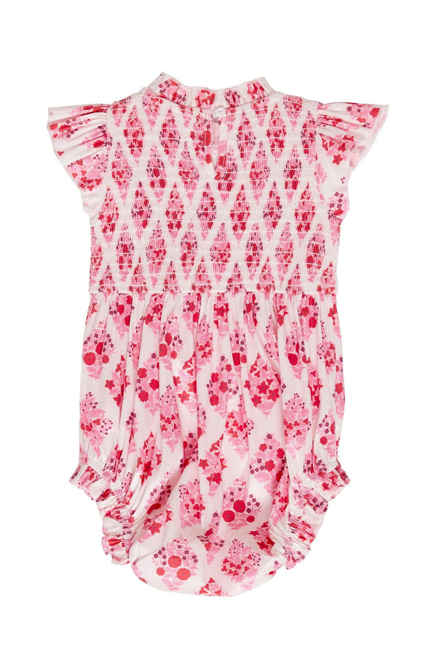 Baby Kylie Romper in Rouge Lattice Floral