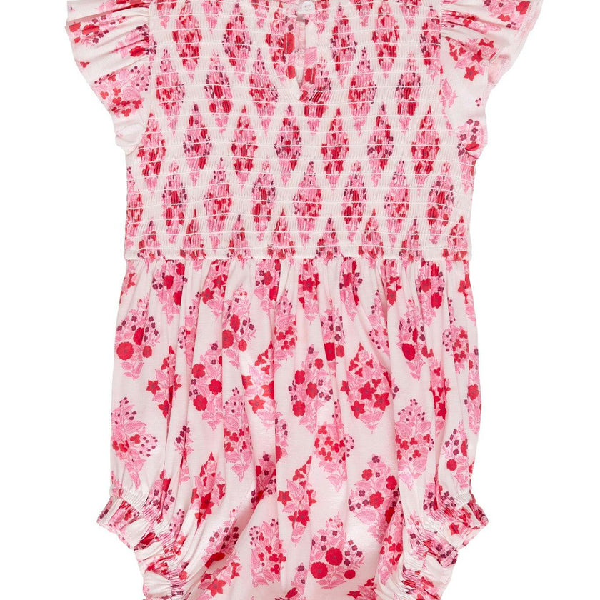Baby Kylie Romper in Rouge Lattice Floral
