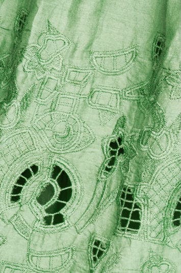 Monaco Dress in Mint Embroidered Deco (Starts Shipping April 10th)
