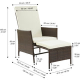 Outdoor Rattan Patio Lounge Chair With Pull-Out Ottoman And Cushions