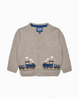 Baby Train Cardigan in Oatmeal