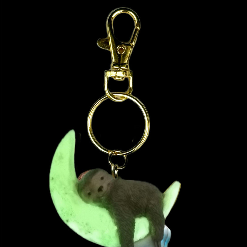 GLOW-IN-THE-DARK SLEEPY SLOTH BAG / KEY CHARM