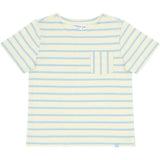 Unisex Cream And Powder Blue Stripe Boatneck Tee