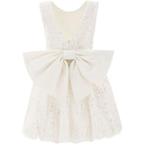 Pearl White Ainsley Sequin Bow Dress