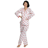 Women's Reindeer Red Long PJ Set - Organic Cotton Poplin