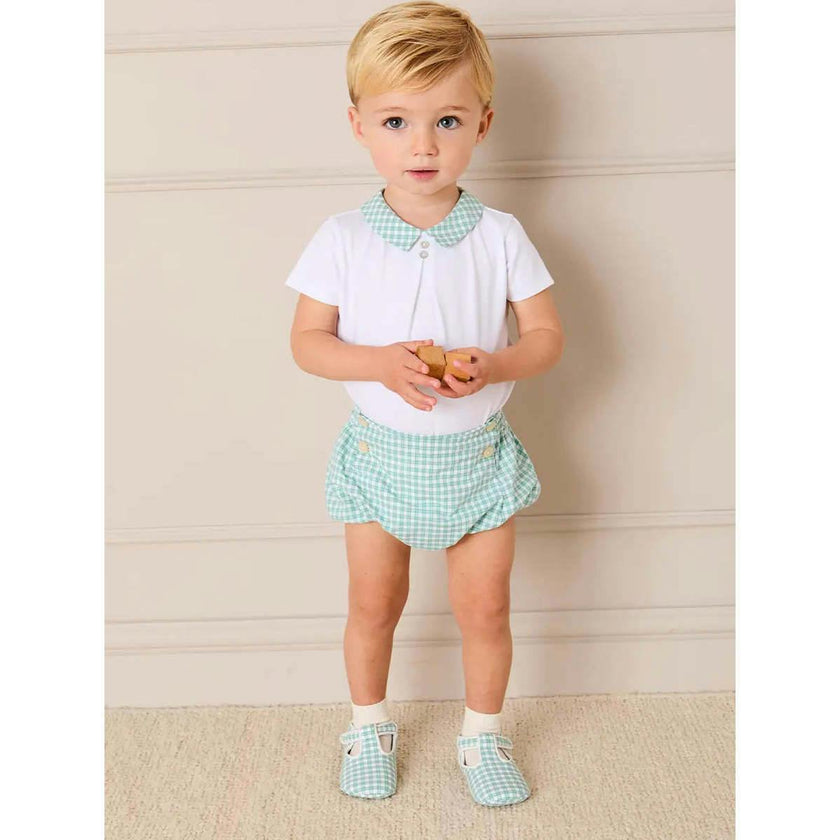 Lucas Check Button Detail Bloomers in Green (1mth-2yrs)