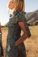 Rayna Dress in Teal Ribboned Garden