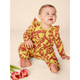 Babys Ruffle Envelope Neck Front Snap Romper, Yellow