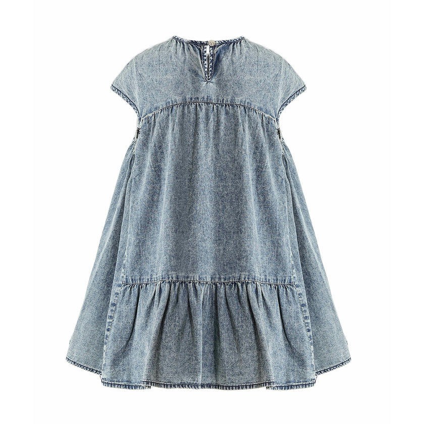 Blue Denim Tiered Dress